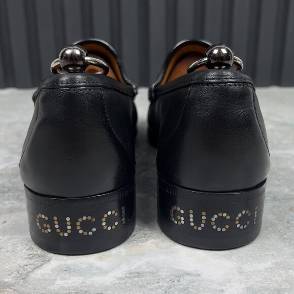 GUCCI Interlocking GG Logo Loafers Heels Black Leather 7.5 G or 8 US or 41.5 EUR main image 4